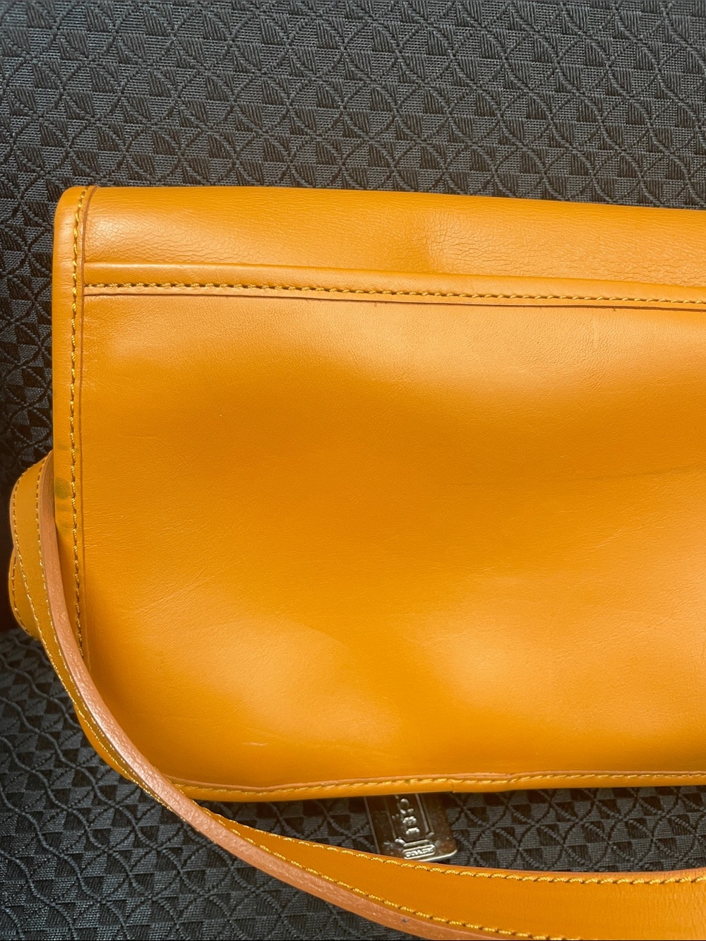 Coach Orange Pebbled Leather Turnlock Crossbody - Picture 5 of 8